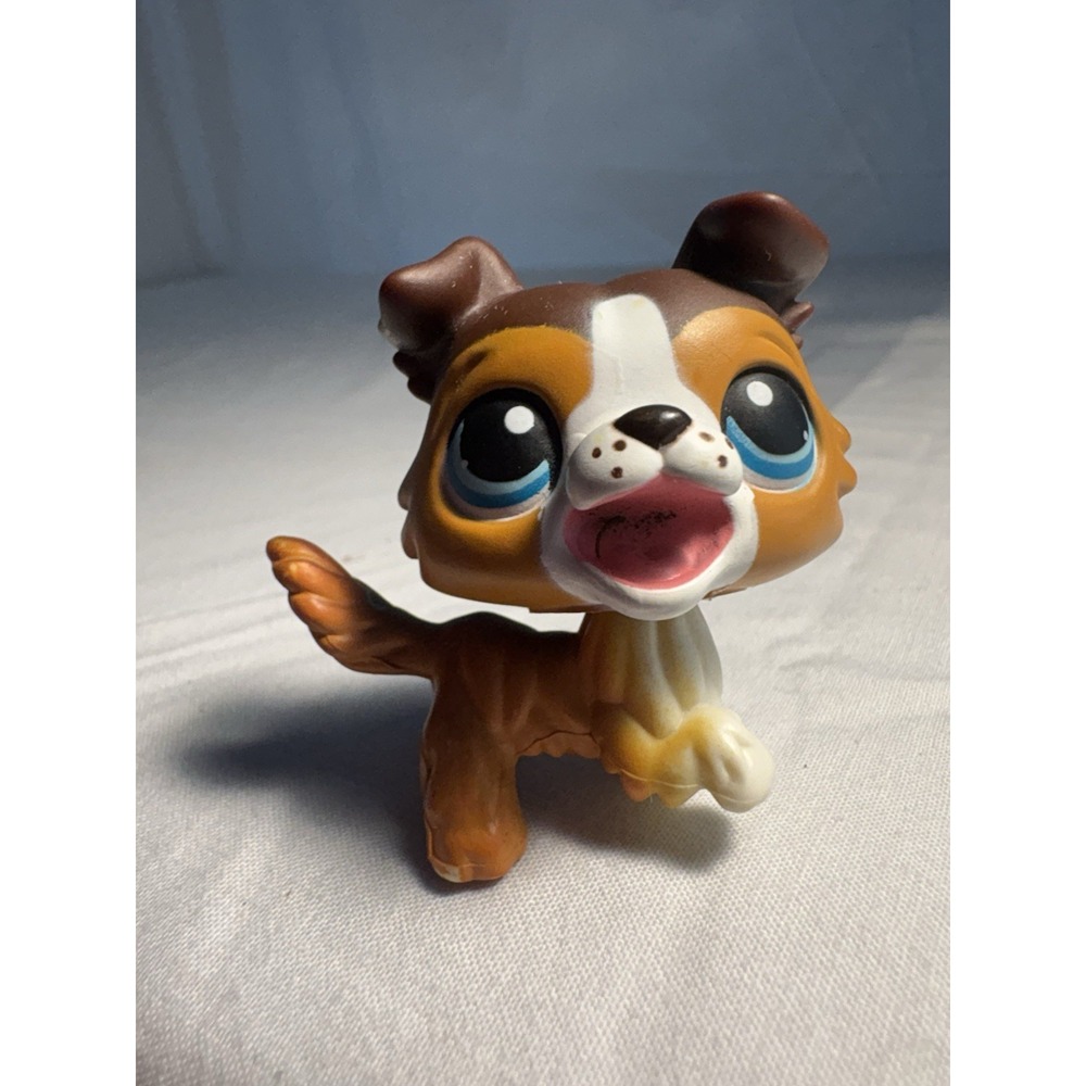 Littlest Pet Shop Authentic Border Collie Brown Tan White #237 Blue Eyes 2006
